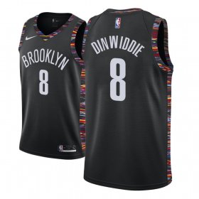 Wholesale Cheap Men\'s Brooklyn Nets #8 Spencer Dinwiddie Black City Edition Nike Swingman Jersey