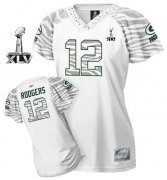 Wholesale Cheap Packers #12 Aaron Rodgers White Women's Zebra Field Flirt Bowl Super Bowl XLV Stitched NFL Jersey