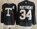 Wholesale Cheap Men's Toronto Maple Leafs 34 Auston Matthews Navy 2022 NHL Heritage Classic Adidas Jersey