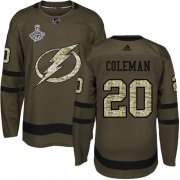 Cheap Adidas Lightning #20 Blake Coleman Green Salute to Service Youth 2020 Stanley Cup Champions Stitched NHL Jersey