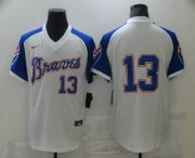 Wholesale Cheap Men's Atlanta Braves #13 Ronald Acuna Jr. White Stitched MLB Throwback Nike Jersey
