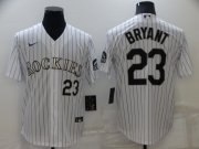 Wholesale Cheap Men's Colorado Rockies #23 Kris Bryant White Stitched MLB Cool Base Nike Jersey