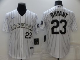 Wholesale Cheap Men\'s Colorado Rockies #23 Kris Bryant White Stitched MLB Cool Base Nike Jersey