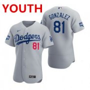Wholesale Cheap Youth los angeles dodgers #81 victor gonzalez gray 2020 world series champions jersey