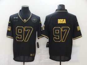 Wholesale Cheap Men\'s San Francisco 49ers #97 Nick Bosa Black Gold 2020 Salute To Service Stitched NFL Nike Limited Jersey
