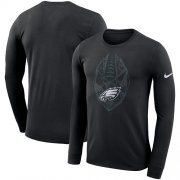 Wholesale Cheap Men's Philadelphia Eagles Nike Black Fan Gear Icon Performance Long Sleeve T-Shirt