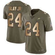 Wholesale Cheap Nike Eagles #24 Darius Slay Jr Olive/Gold Men's Stitched NFL Limited 2017 Salute To Service Jersey