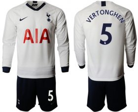 Wholesale Cheap Tottenham Hotspur #5 Vertonghen Home Long Sleeves Soccer Club Jersey