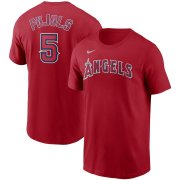 Wholesale Cheap Los Angeles Angels #5 Albert Pujols Nike Name & Number T-Shirt Red