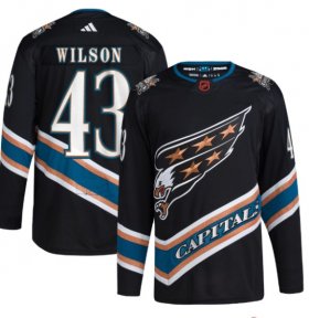 Wholesale Cheap Men\'s Washington Capitals #43 Tom Wilson Black 2022-23 Reverse Retro Stitched Jersey
