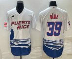Cheap Men's Puerto Rico Baseball #39 Edwin Diaz 2023 White World Baseball Classic Stitched Jersey
