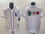 Cheap Mens Los Angeles Dodgers Team Big Logo White Cool Base Stitched Baseball Jersey
