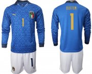 Wholesale Cheap Men 2021 European Cup Italy home Long sleeve 1 soccer jerseys