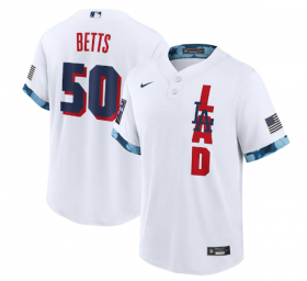 Wholesale Cheap Men\'s Los Angeles Dodgers #50 Mookie Betts 2021 White All-Star Cool Base Stitched MLB Jersey