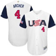 Wholesale Cheap Team USA #4 Chris Archer White 2017 World MLB Classic Authentic Stitched MLB Jersey