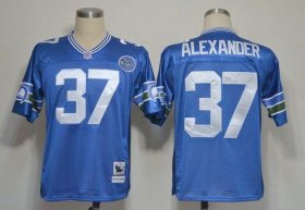 Wholesale Cheap Mitchell And Ness Seahawks #37 Shaun Alexander Blue Stitched Throwback NFL Jersey