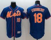 Wholesale Cheap Mets #18 Darryl Strawberry Blue Flexbase Authentic Collection Stitched MLB Jersey