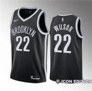 Wholesale Cheap Men's Brooklyn Nets #22 Jalen Wilson Black 2023 Draft Icon Edition Stitched Basketball Jersey