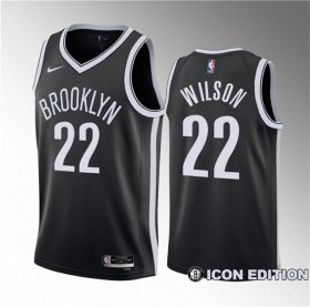 Wholesale Cheap Men\'s Brooklyn Nets #22 Jalen Wilson Black 2023 Draft Icon Edition Stitched Basketball Jersey