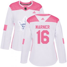 Wholesale Cheap Adidas Maple Leafs #16 Mitchell Marner White/Pink Authentic Fashion Women\'s Stitched NHL Jersey