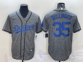 Wholesale Cheap Men\'s Los Angeles Dodgers #35 Cody Bellinger Grey Gridiron Cool Base Stitched Baseball Jersey
