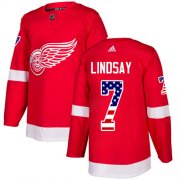Wholesale Cheap Adidas Red Wings #7 Ted Lindsay Red Home Authentic USA Flag Stitched NHL Jersey