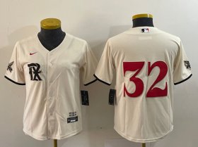 Women\'s Texas Rangers #32 Evan Carter Cream 2023 City Connect Stitched Baseball Jersey(Run Small)