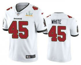 Wholesale Cheap Men\'s Tampa Bay Buccaneers #45 Devin White White 2021 Super Bowl LV Vapor Untouchable Stitched Nike Limited NFL Jersey