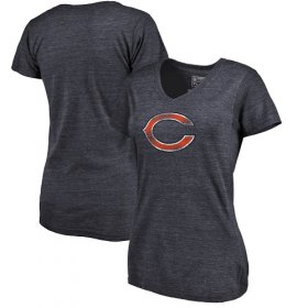 Wholesale Cheap Women\'s Chicago Bears NFL Pro Line by Fanatics Branded Navy Distressed Team Logo Tri-Blend T-Shirt