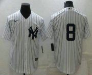 Wholesale Cheap Men's New York Yankees #8 Yogi Berra White No Name Stitched MLB Nike Cool Base Throwback Jersey