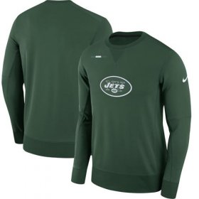 Wholesale Cheap Men\'s New York Jets Nike Green Sideline Team Logo Performance Sweatshirt