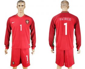 Wholesale Cheap Portugal #1 Patricio Home Long Sleeves Soccer Country Jersey