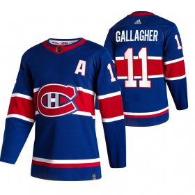 Wholesale Cheap Montreal Canadiens #11 Brendan Gallagher Blue Men\'s Adidas 2020-21 Reverse Retro Alternate NHL Jersey