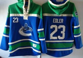 Wholesale Cheap Canucks #23 Alexander Edler Blue Sawyer Hooded Sweatshirt Stitched NHL Jersey