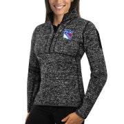 Wholesale Cheap New York Rangers Antigua Women's Fortune 1/2-Zip Pullover Sweater Charcoal