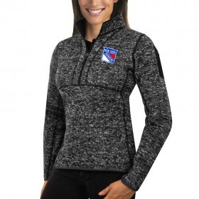 Wholesale Cheap New York Rangers Antigua Women\'s Fortune 1/2-Zip Pullover Sweater Charcoal