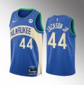 Men's Milwaukee Bucks #44 Andre Jackson Jr. Blue 2023-24 City Edition Stitched Basketball Jersey