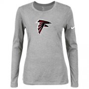Wholesale Cheap Women's Nike Atlanta Falcons Of The City Long Sleeve Tri-Blend NFL T-Shirt Light Grey
