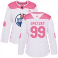 Wholesale Cheap Adidas Oilers #99 Wayne Gretzky White/Pink Authentic Fashion Women's Stitched NHL Jersey