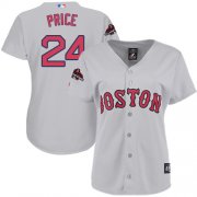 Wholesale Cheap Red Sox #24 David Price Grey Road 2018 World Series Champions Women's Stitched MLB Jersey