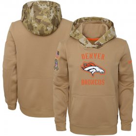 Wholesale Cheap Youth Denver Broncos Nike Khaki 2019 Salute to Service Therma Pullover Hoodie