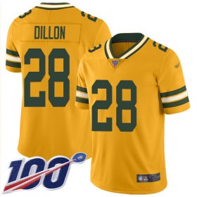 Wholesale Cheap Nike Packers #28 AJ Dillon Gold Youth Stitched NFL Limited Inverted Legend 100th Season Jersey