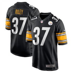 Men\'s Pittsburgh Steelers #37 Elijah Riley Nike Black Game Player Jersey