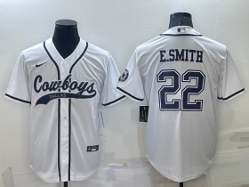Wholesale Men\'s Dallas Cowboys #22 Emmitt Smith White Stitched Cool Base Nike Baseball Jersey
