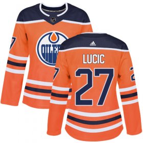 Wholesale Cheap Adidas Oilers #27 Milan Lucic Orange Home Authentic Women\'s Stitched NHL Jersey