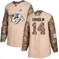 Wholesale Cheap Adidas Predators #14 Mattias Ekholm Camo Authentic 2017 Veterans Day Stitched Youth NHL Jersey