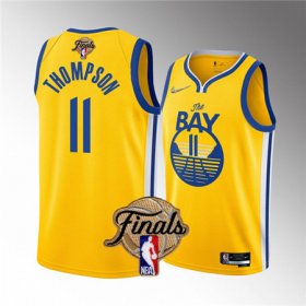 Wholesale Cheap Men\'s Golden State Warriors #11 Klay Thompson 2022 Yellow NBA Finals Stitched Jersey