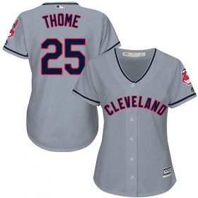 Wholesale Cheap Indians #25 Jim Thome Grey Road Women\'s Stitched MLB Jersey