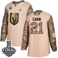 Wholesale Cheap Adidas Golden Knights #21 Cody Eakin Camo Authentic 2017 Veterans Day 2018 Stanley Cup Final Stitched NHL Jersey