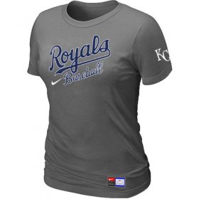 Wholesale Cheap Women\'s MLB Kansas City Royals Dark Grey Nike Short Sleeve Practice T-Shirt
